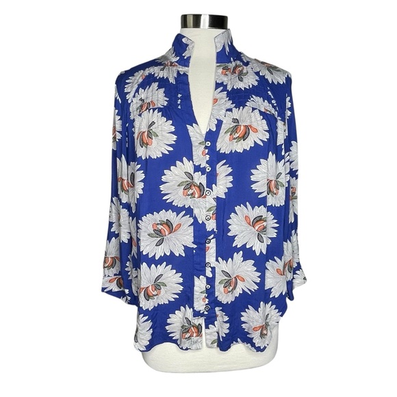 Anthropologie Tops - 14 of 52 Anthropologie 10 blue floral blouse